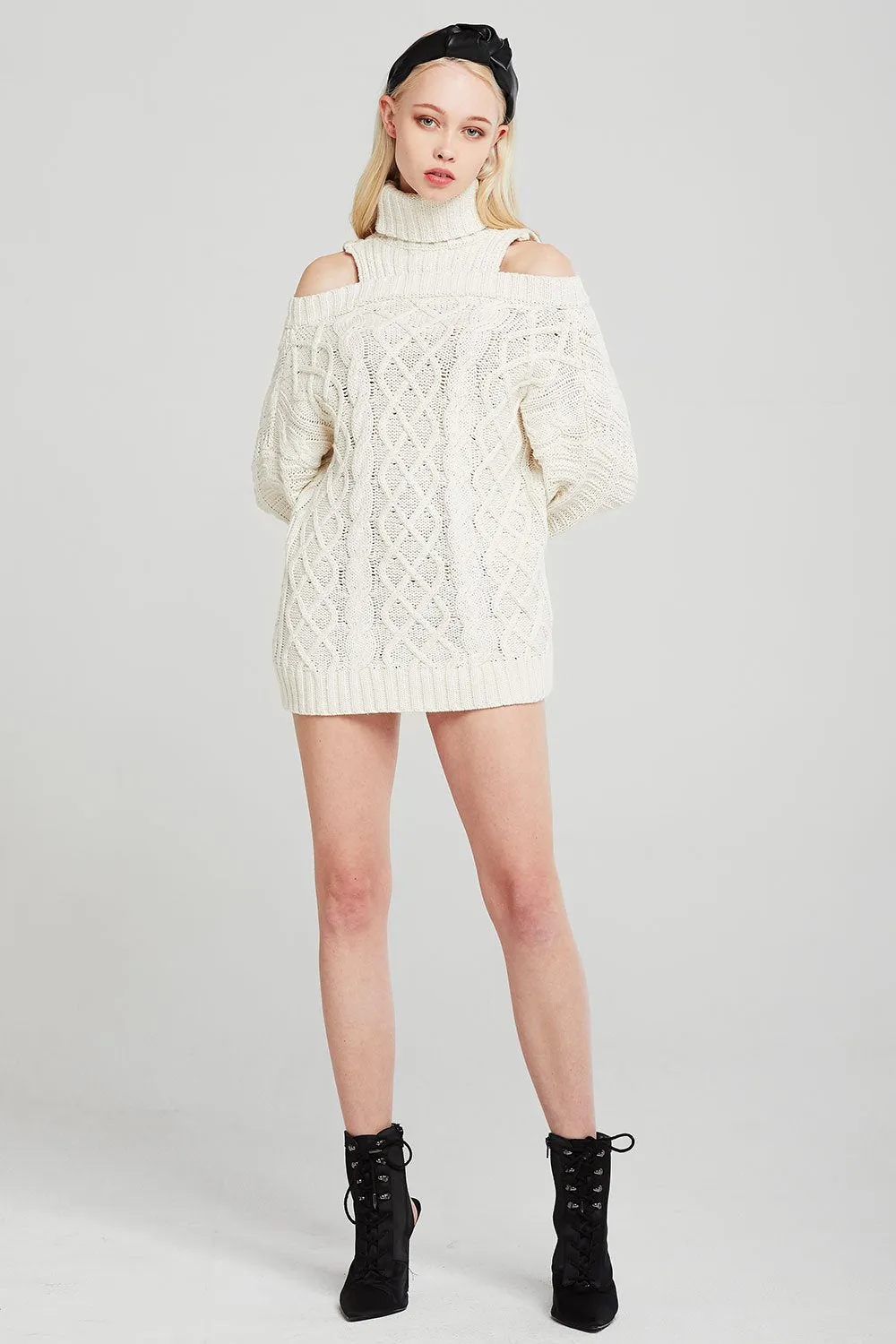 Ivy Cold Shoulder Turtleneck Sweater