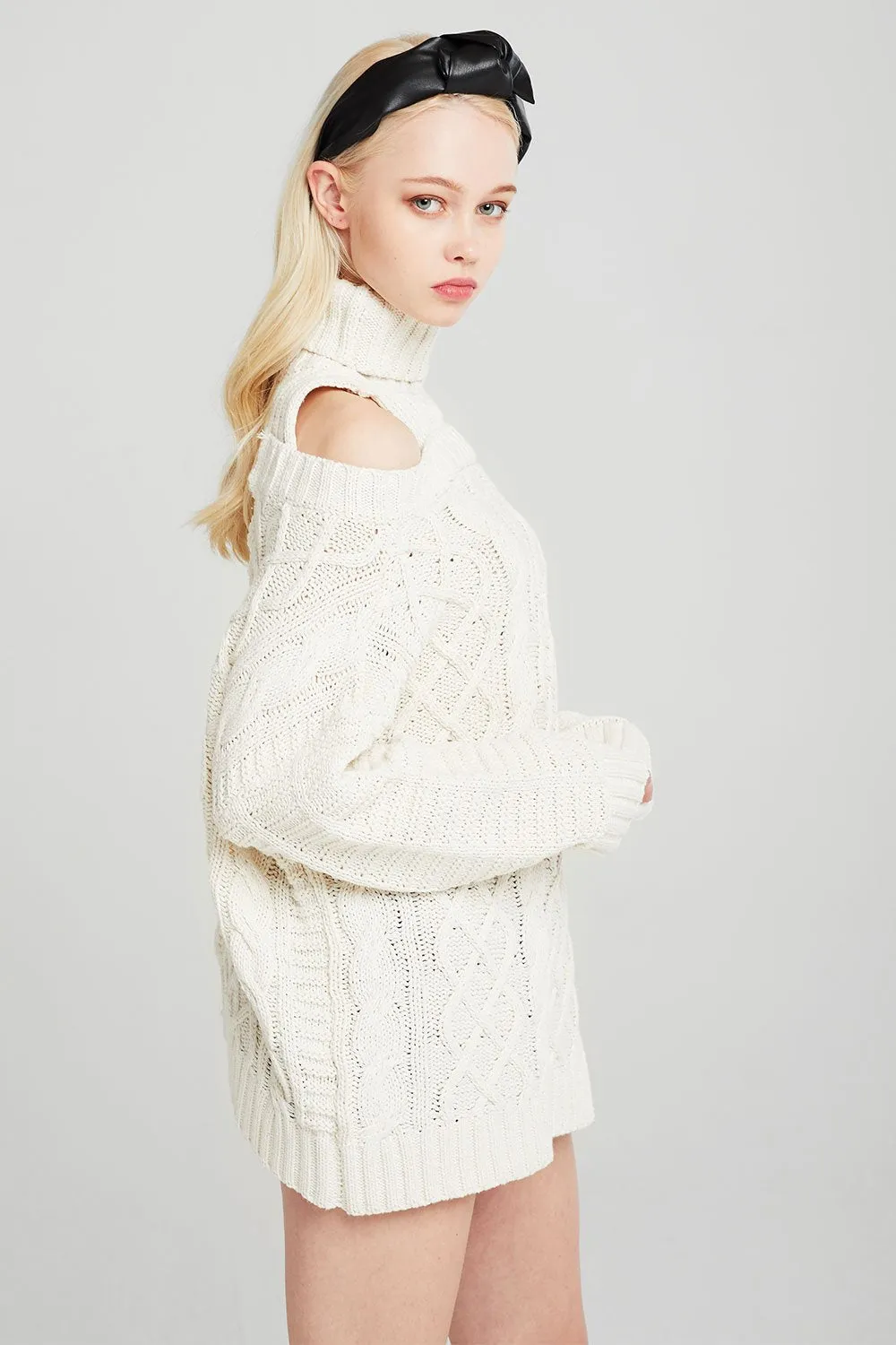 Ivy Cold Shoulder Turtleneck Sweater