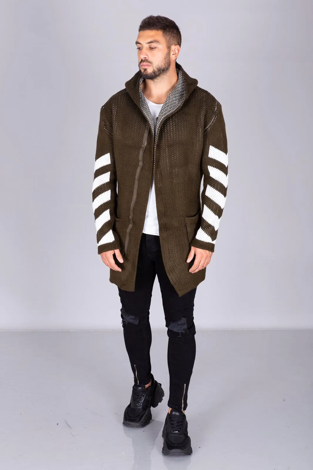 Khaki Cardigan Jacket BI-036 Streetwear Cardigan Jacket