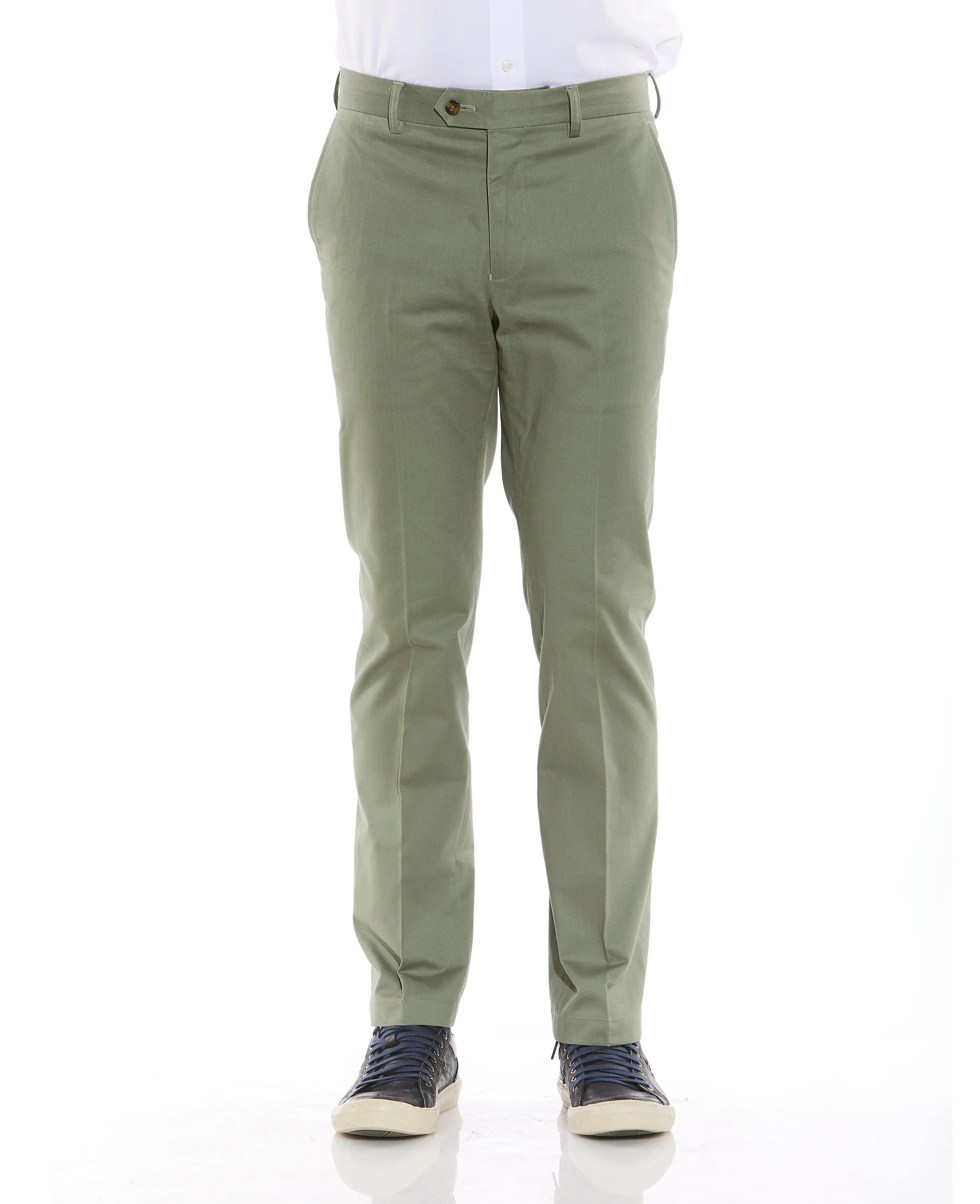 Khaki Flat Front Slim Fit Chinos