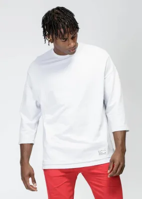 Konus Men's Hi-Lo 3Q Crewneck Sweatshirt in White