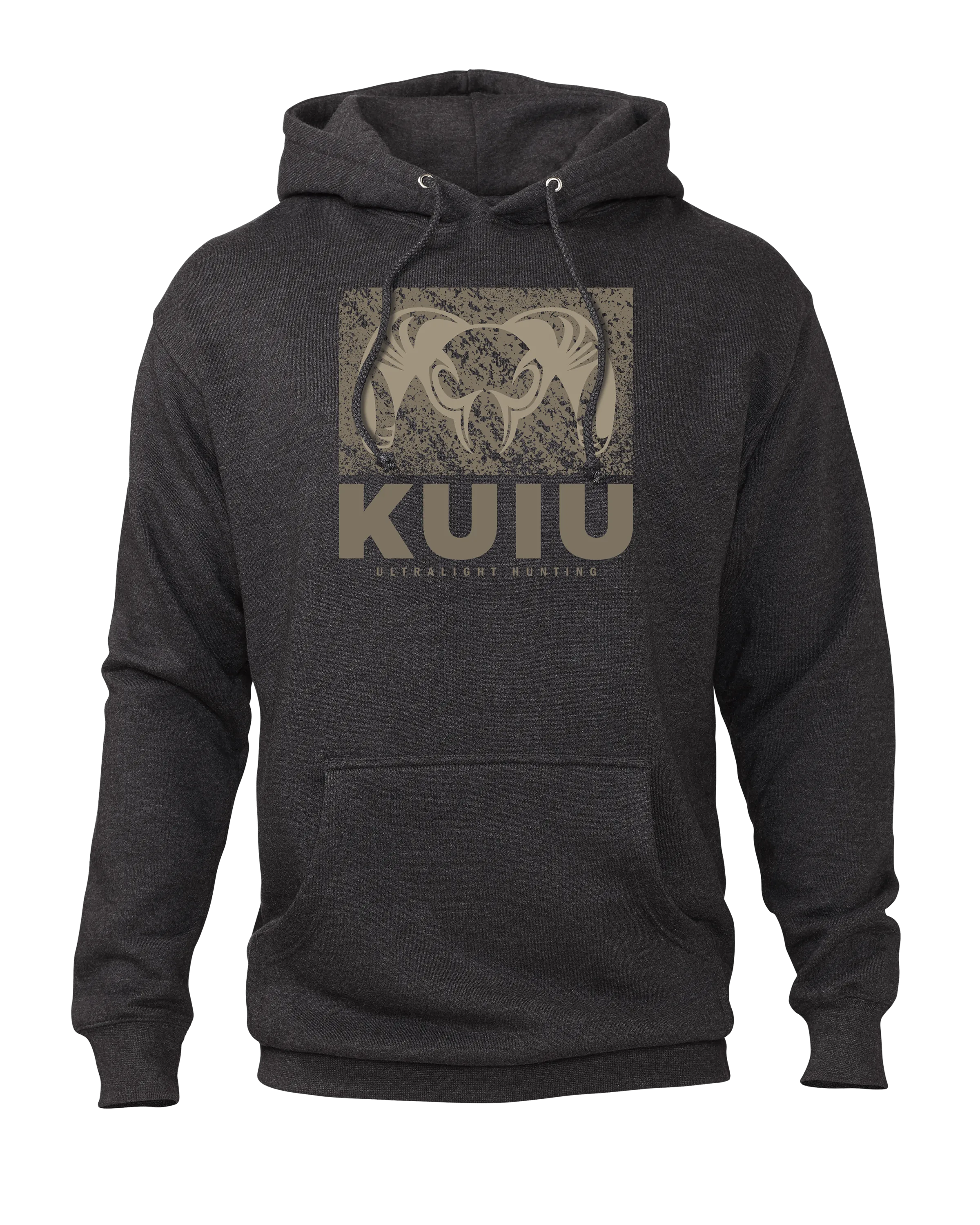 KUIU Distressed Box Logo Hoodie | Charcoal