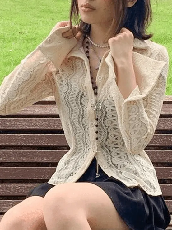 Lace Charming V-Neck Blouse