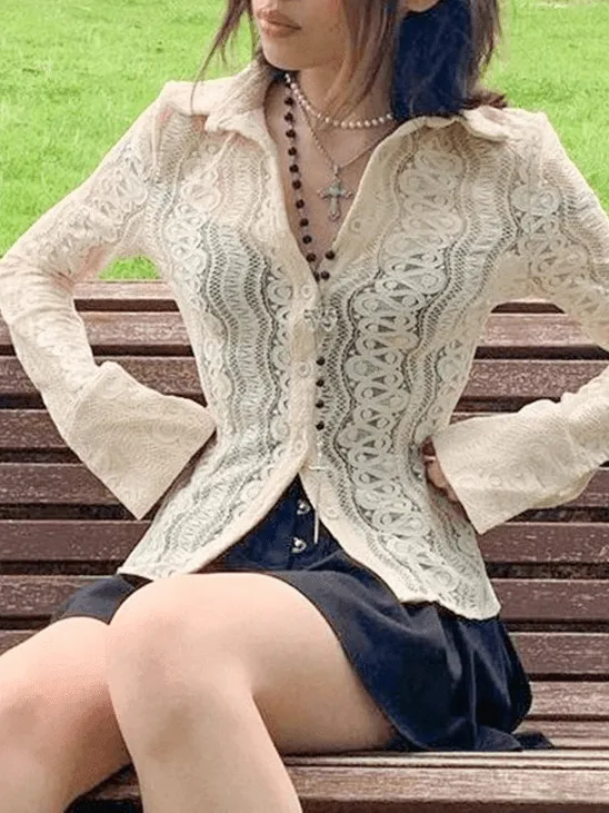 Lace Charming V-Neck Blouse