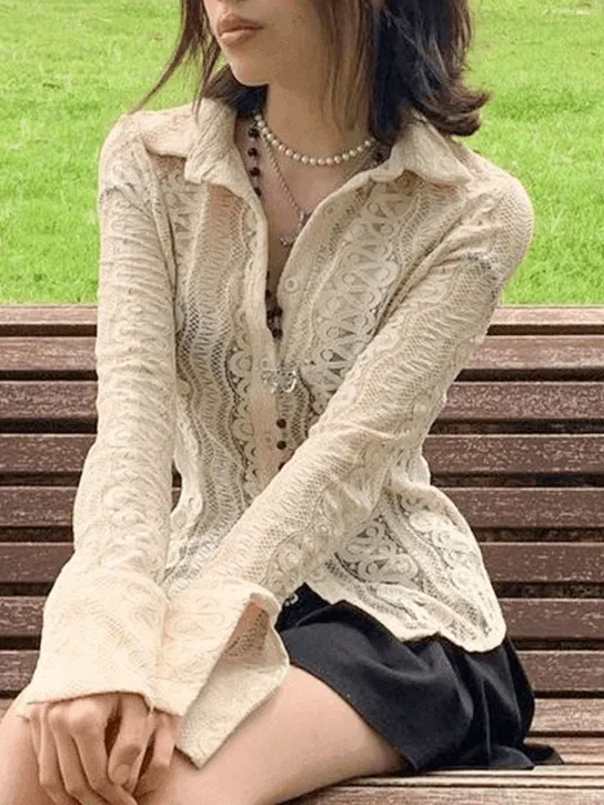 Lace Charming V-Neck Blouse