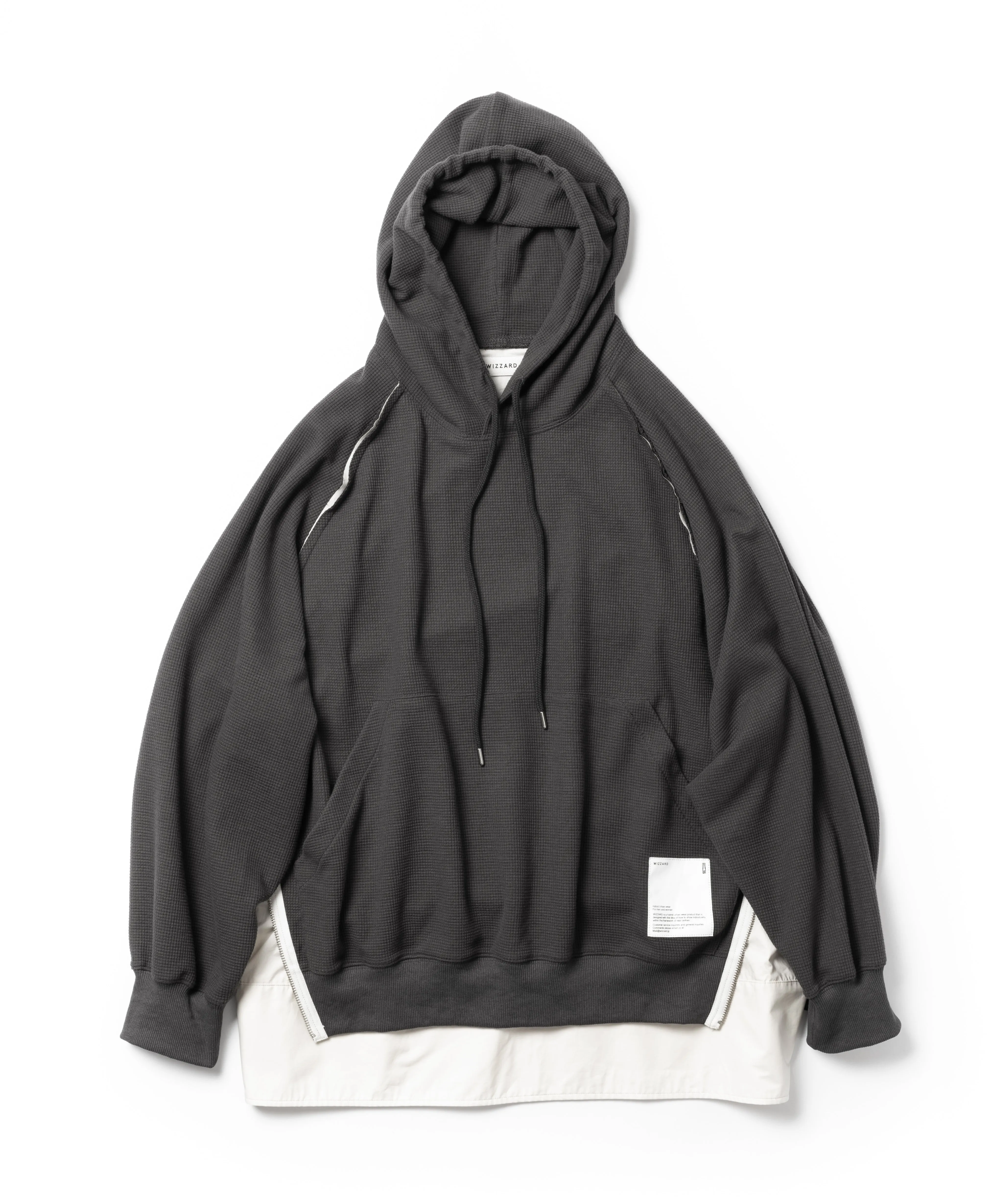 LAYERED ZIP WAFFLE HOODIE