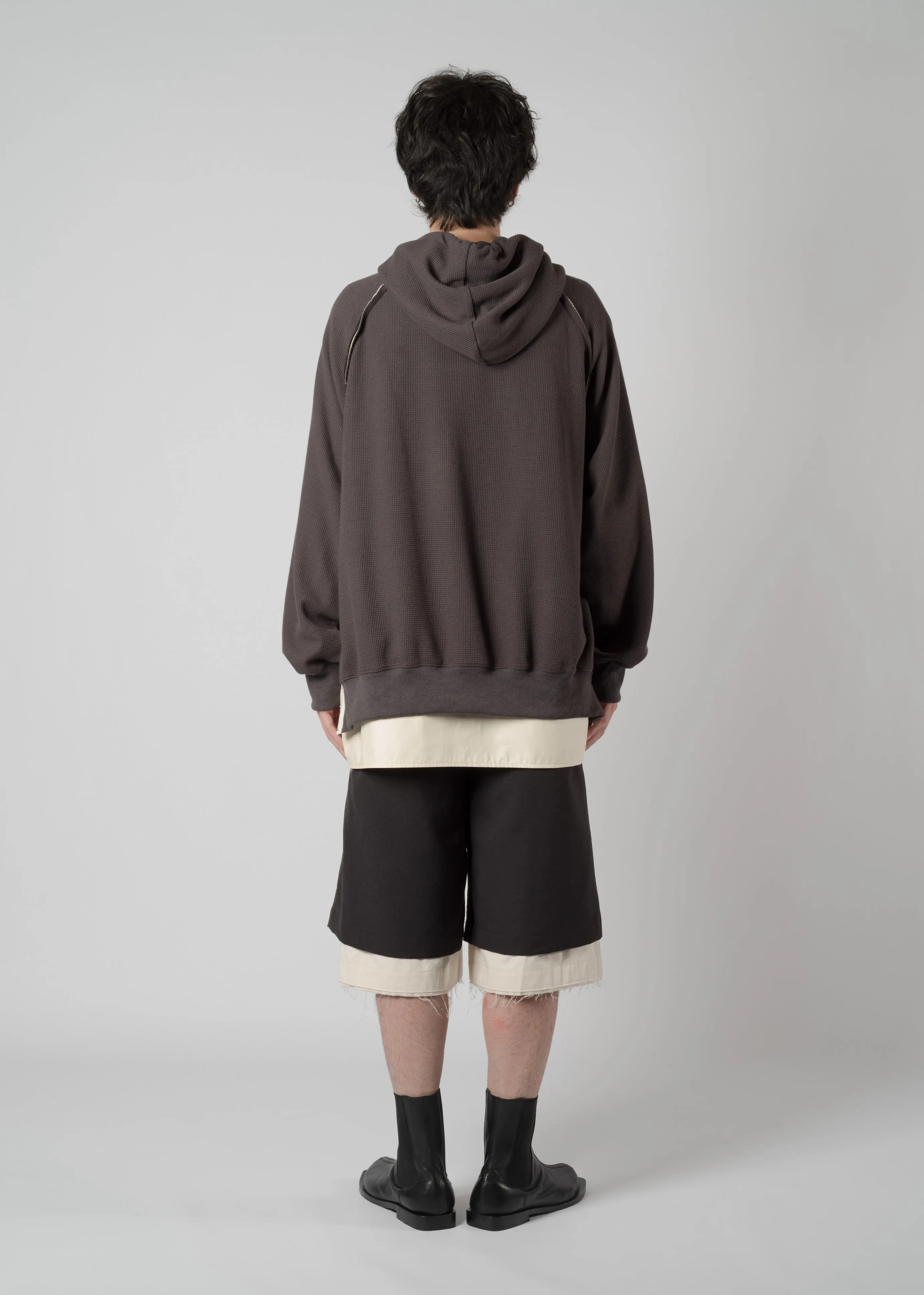 LAYERED ZIP WAFFLE HOODIE