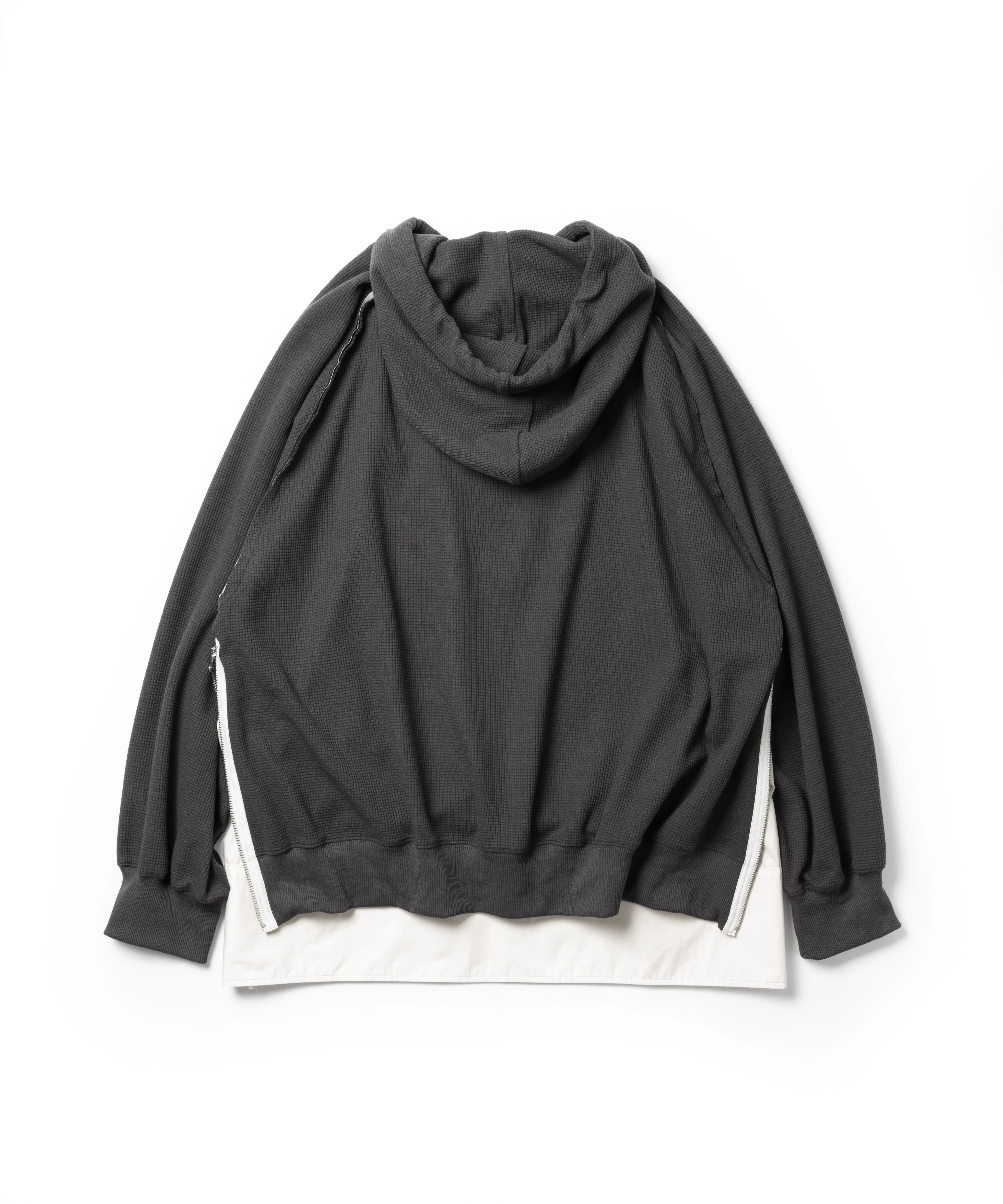 LAYERED ZIP WAFFLE HOODIE