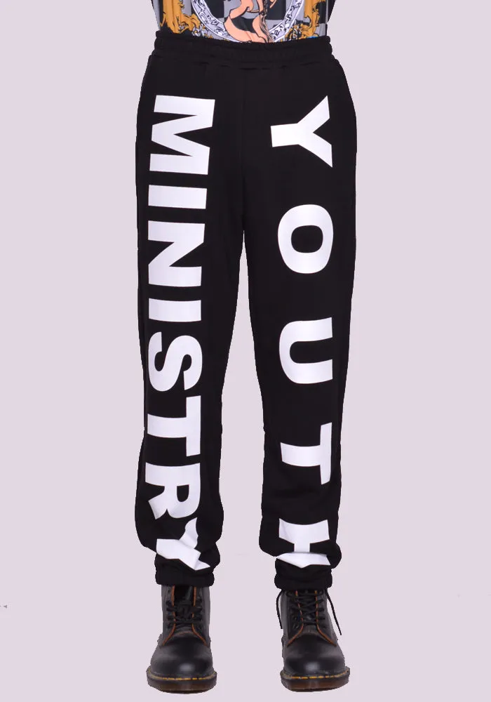 LIBERAL YOUTH MINISTRY LYM04P021 LARGE LOGO PRINT SWEATPANTS BLACK