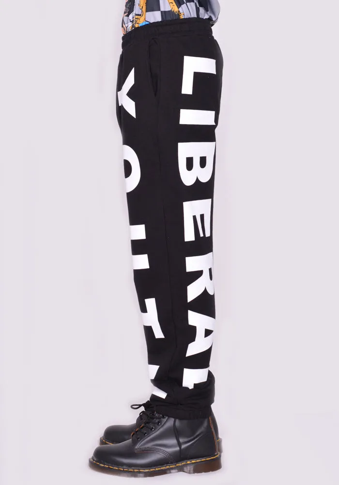 LIBERAL YOUTH MINISTRY LYM04P021 LARGE LOGO PRINT SWEATPANTS BLACK