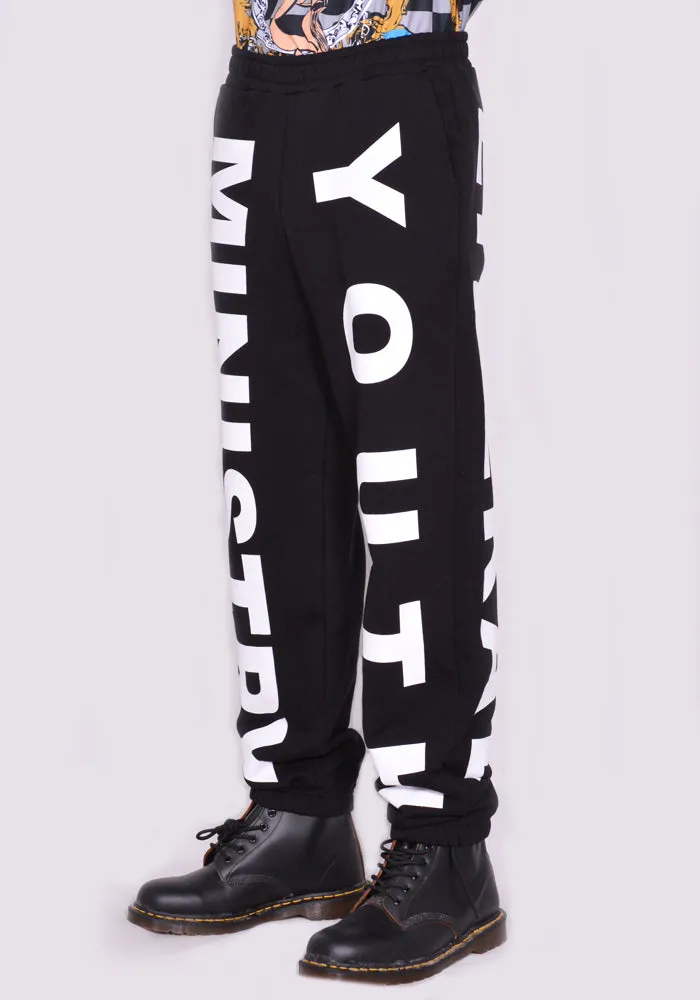 LIBERAL YOUTH MINISTRY LYM04P021 LARGE LOGO PRINT SWEATPANTS BLACK