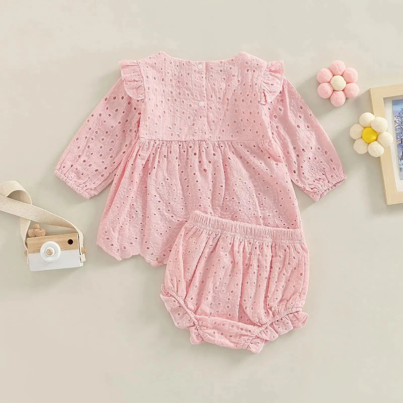 Lively Cutout Toddler Girl T-shirt and Ruffle Shorts Set