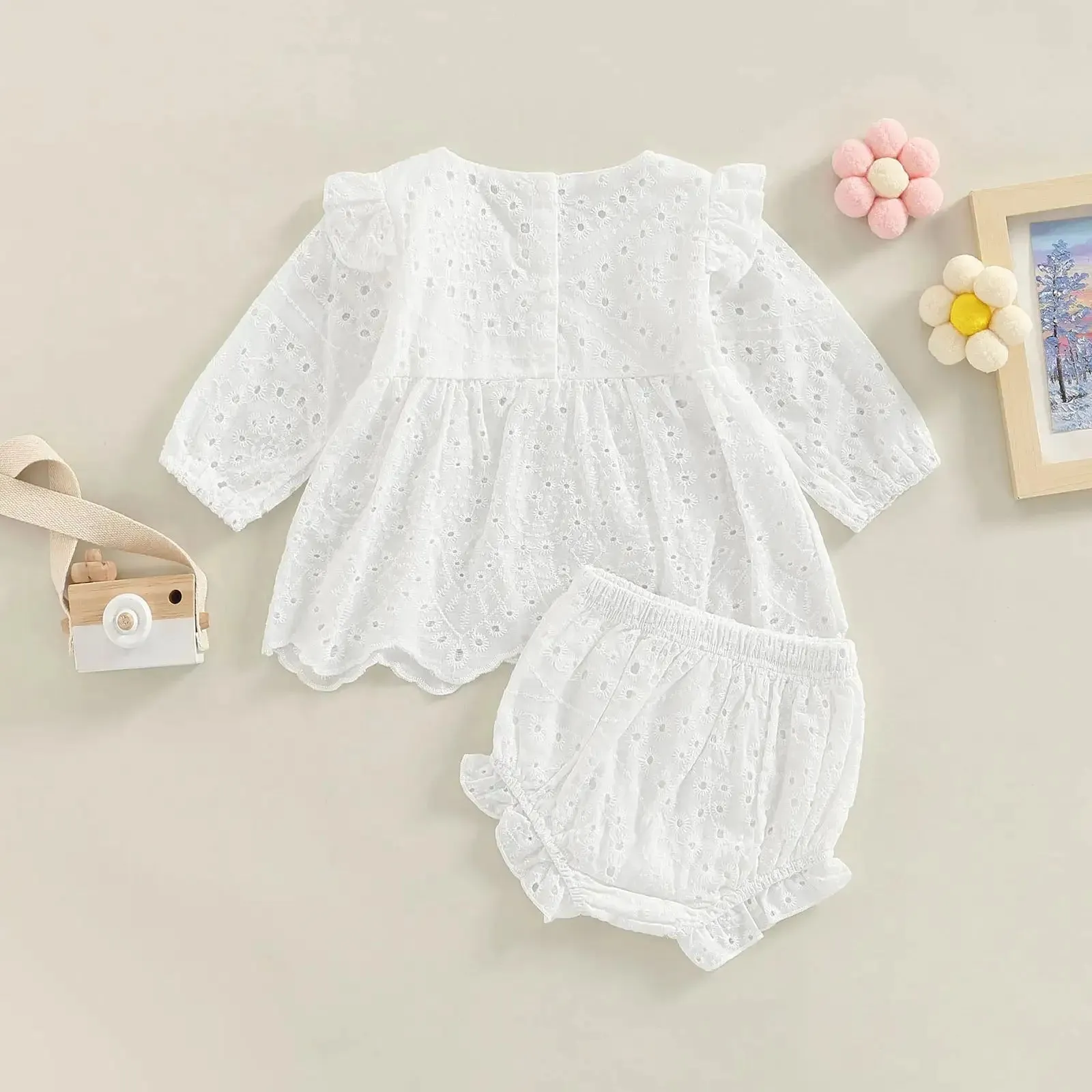 Lively Cutout Toddler Girl T-shirt and Ruffle Shorts Set