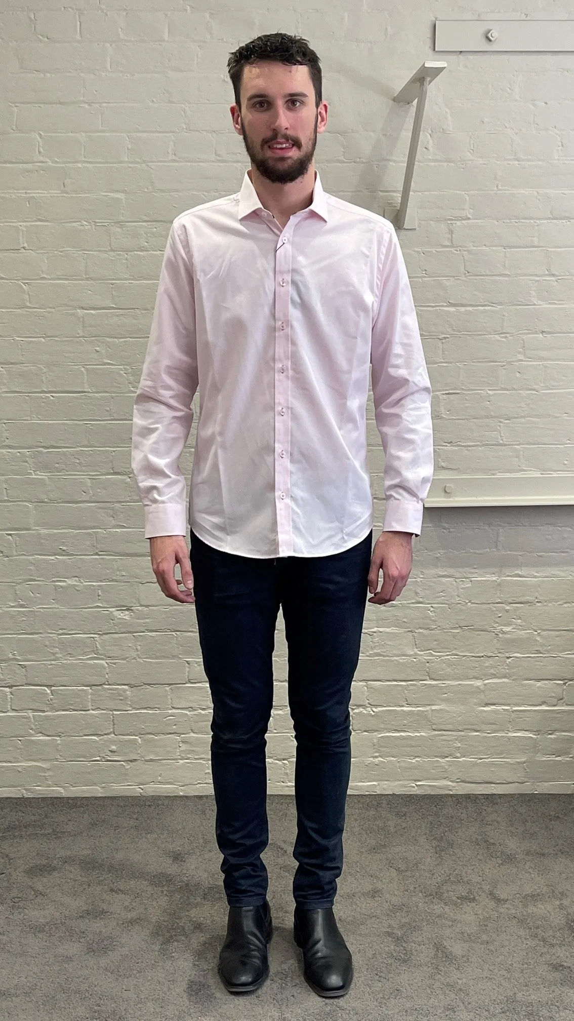 Long Sleeve Business Shirt - Textured - Pink