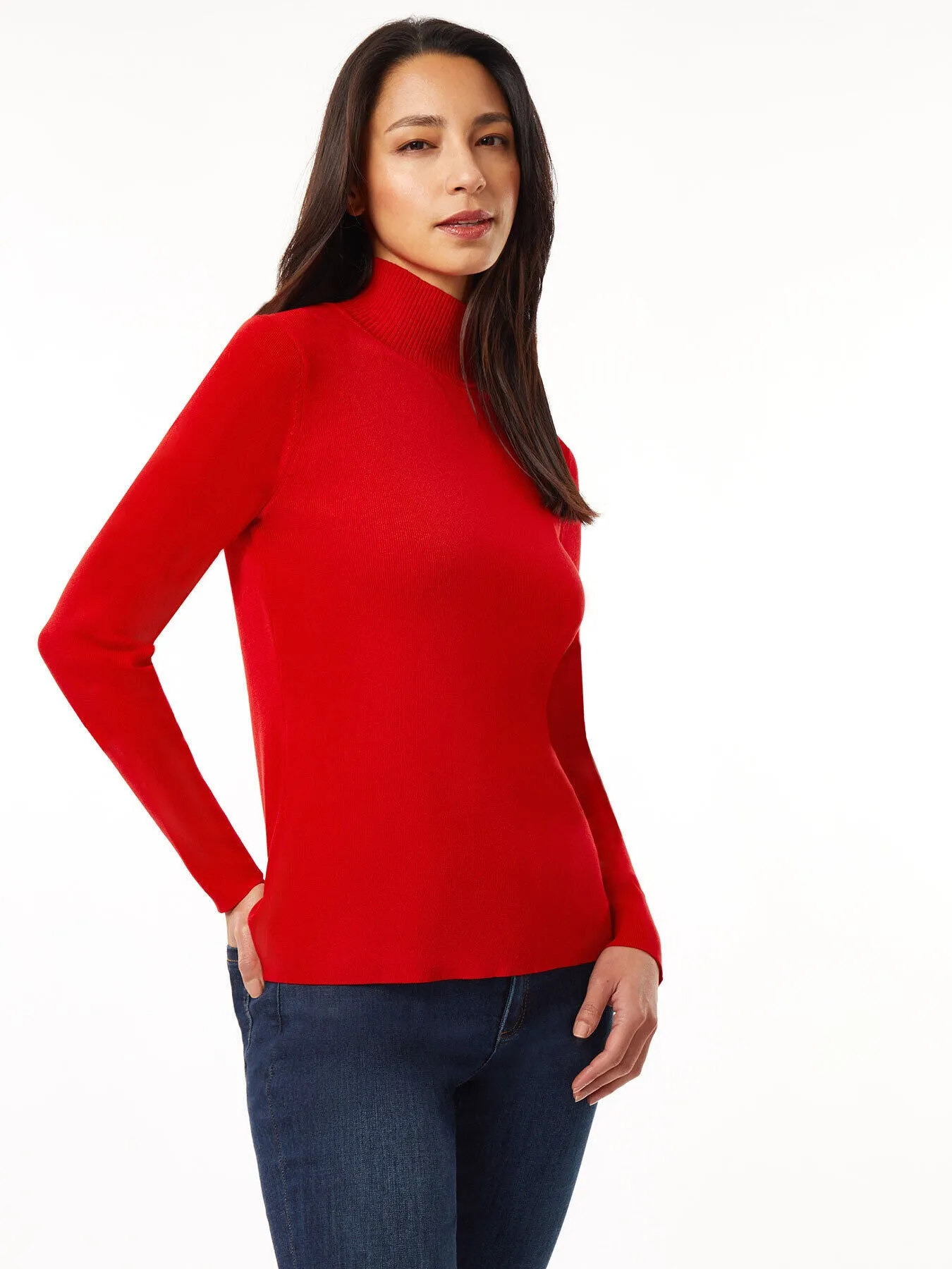 Long Sleeve Mock Neck Knit Sweater