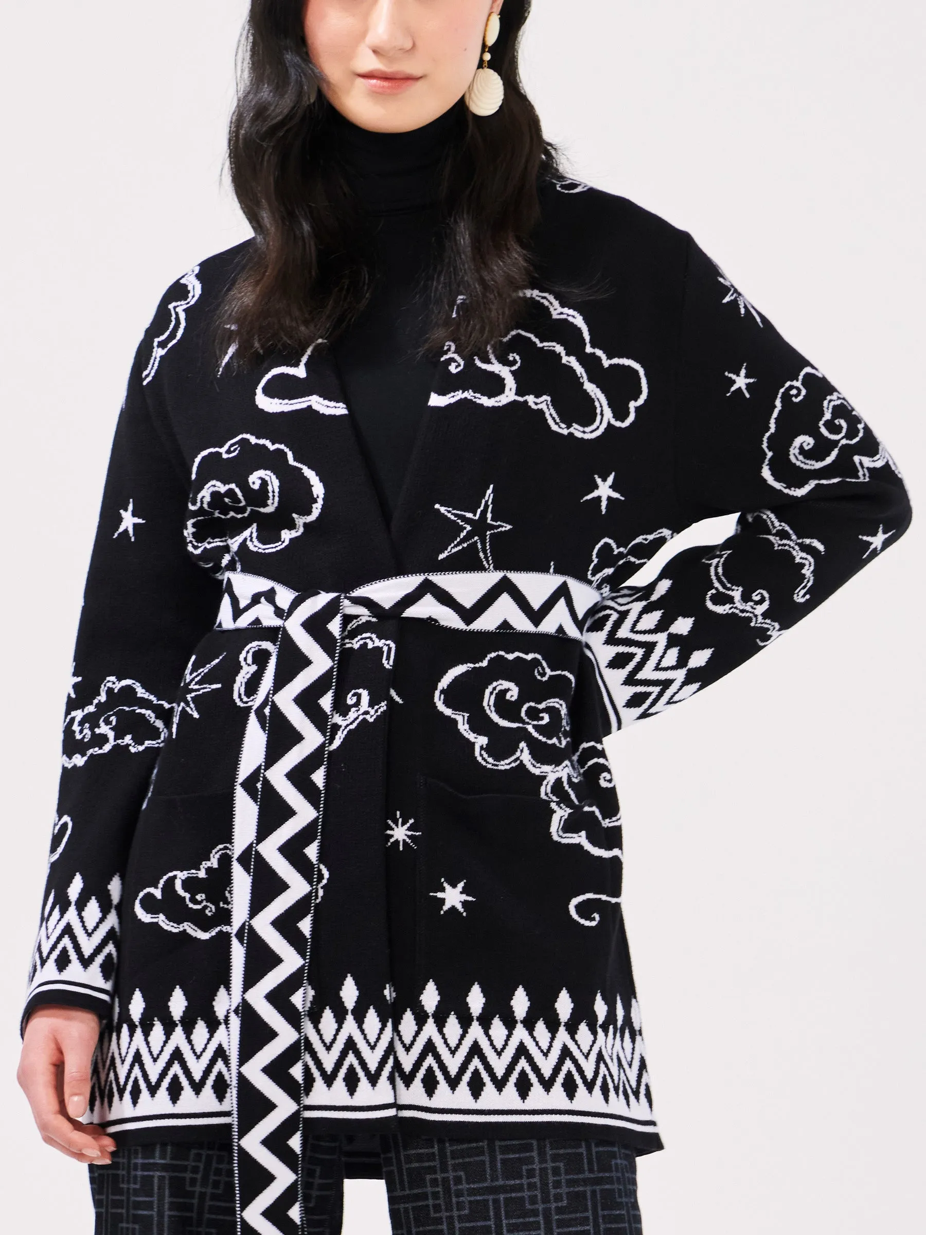 Lucky Clouds Cotton Jacquard Cardigan