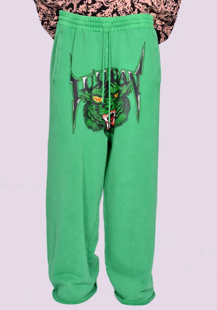 LU'U DAN MP061J FL RAW-CUT BONTAN SWEAT PANTS WASHED RACING GREEN (New Season FW24)