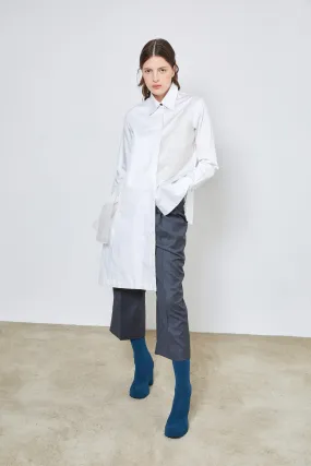 MABILLON white - asymmetrical silk shirt