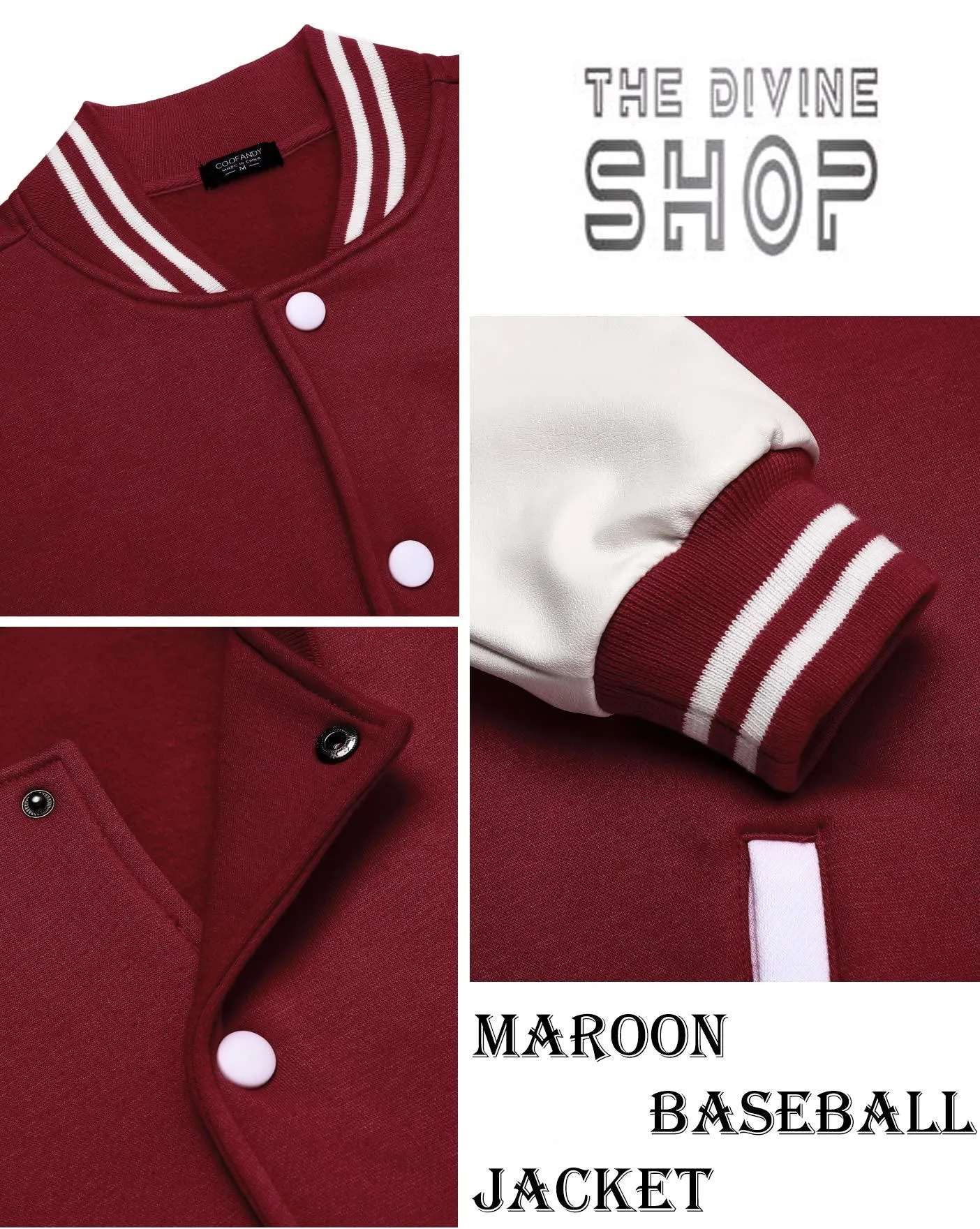 Maroon Baseball Jacket Cozy fleece