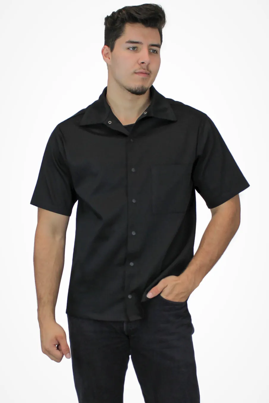 Men's Black Caferacer Vintage Edition Embroidered Short-Sleeve Top #METCR