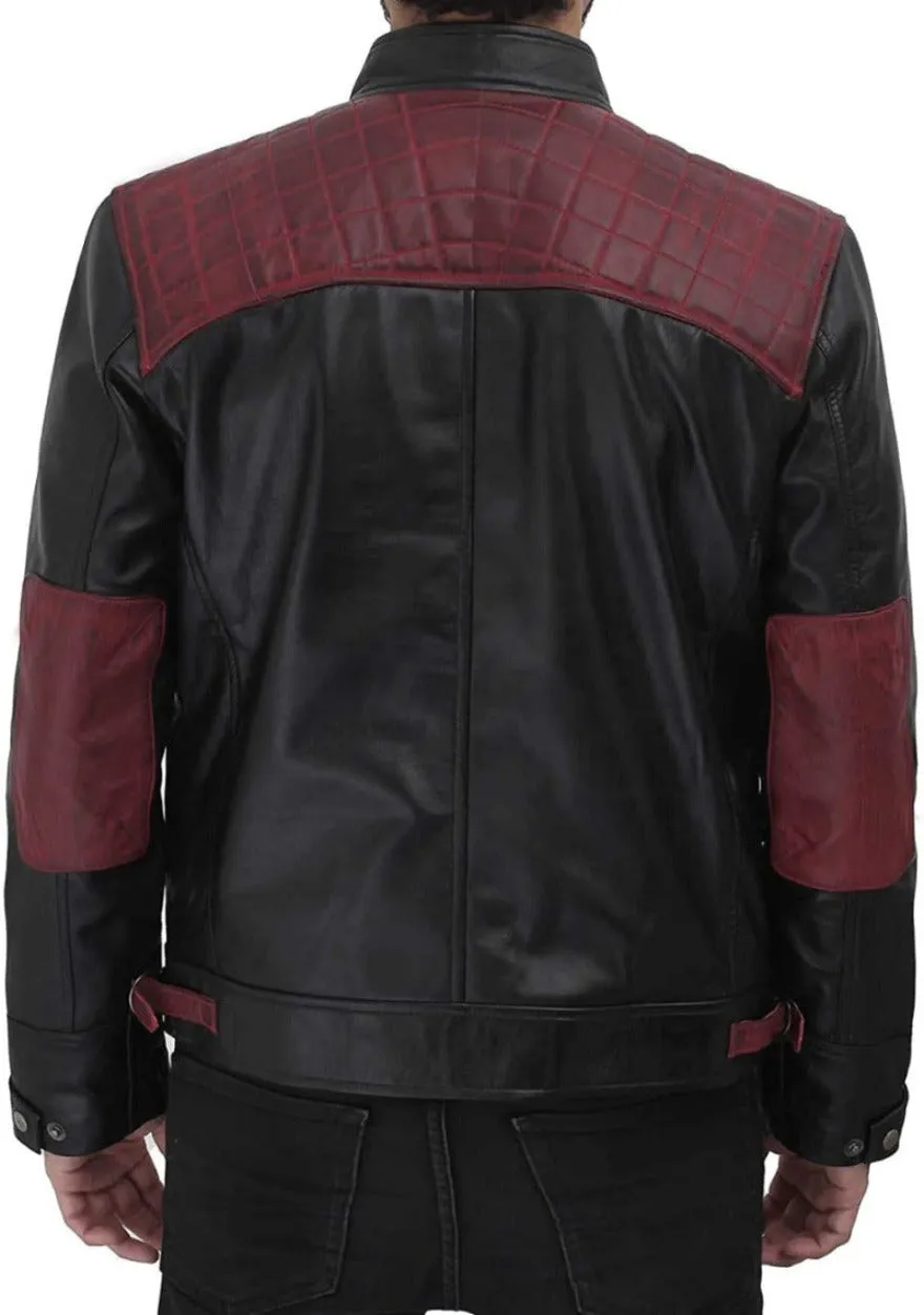 Mens Black Leather Cafe Racer Jacket