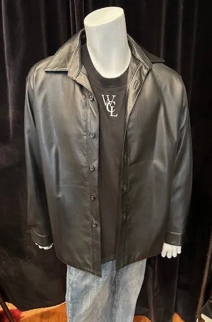 Men's Black Leather Shirt