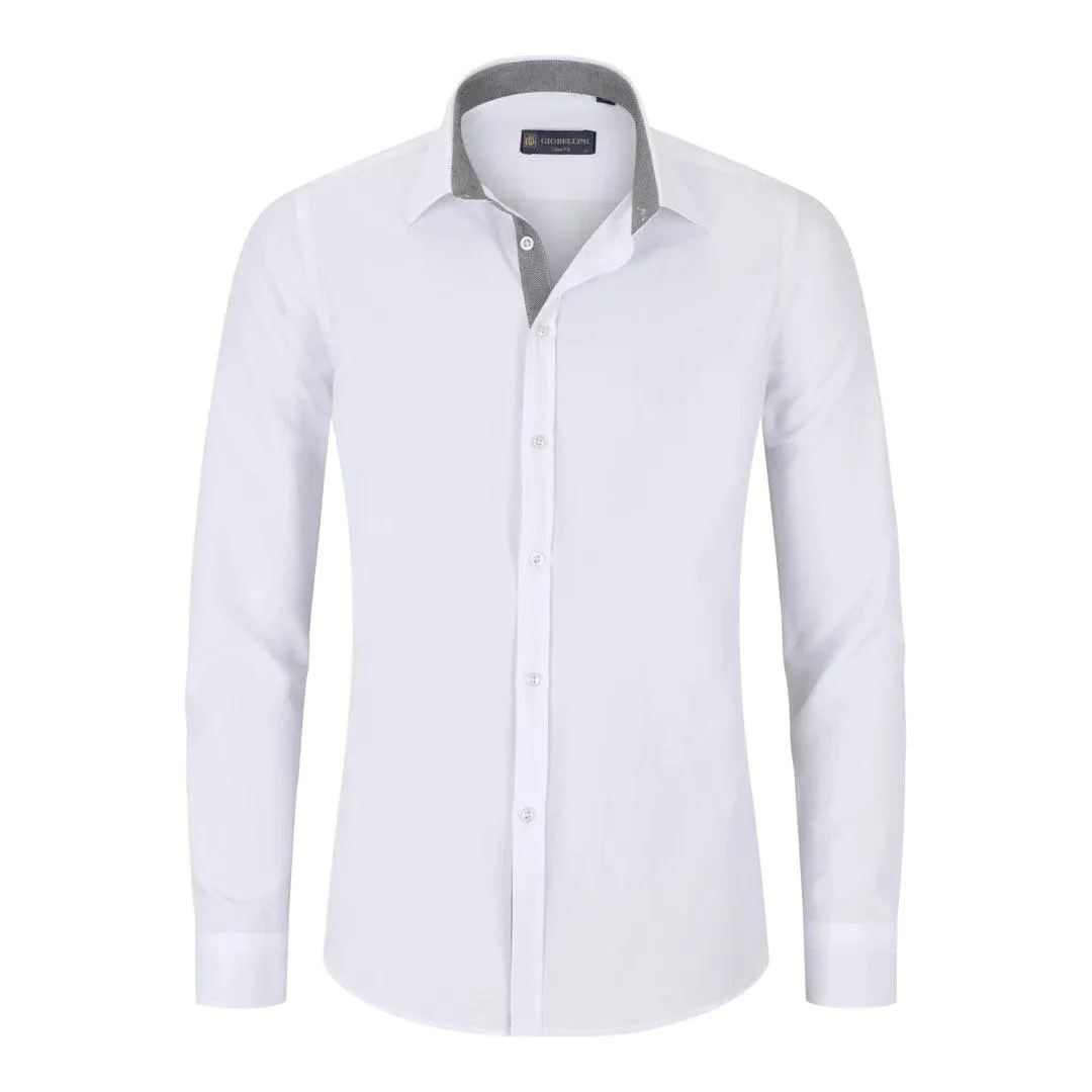 Mens Button Down Cuff Shirt Smart Casual Formal Slim Fit Cotton Long Sleeve