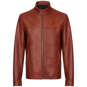 Men's Dark Brown Plain Biker Cafe Racer Jacket