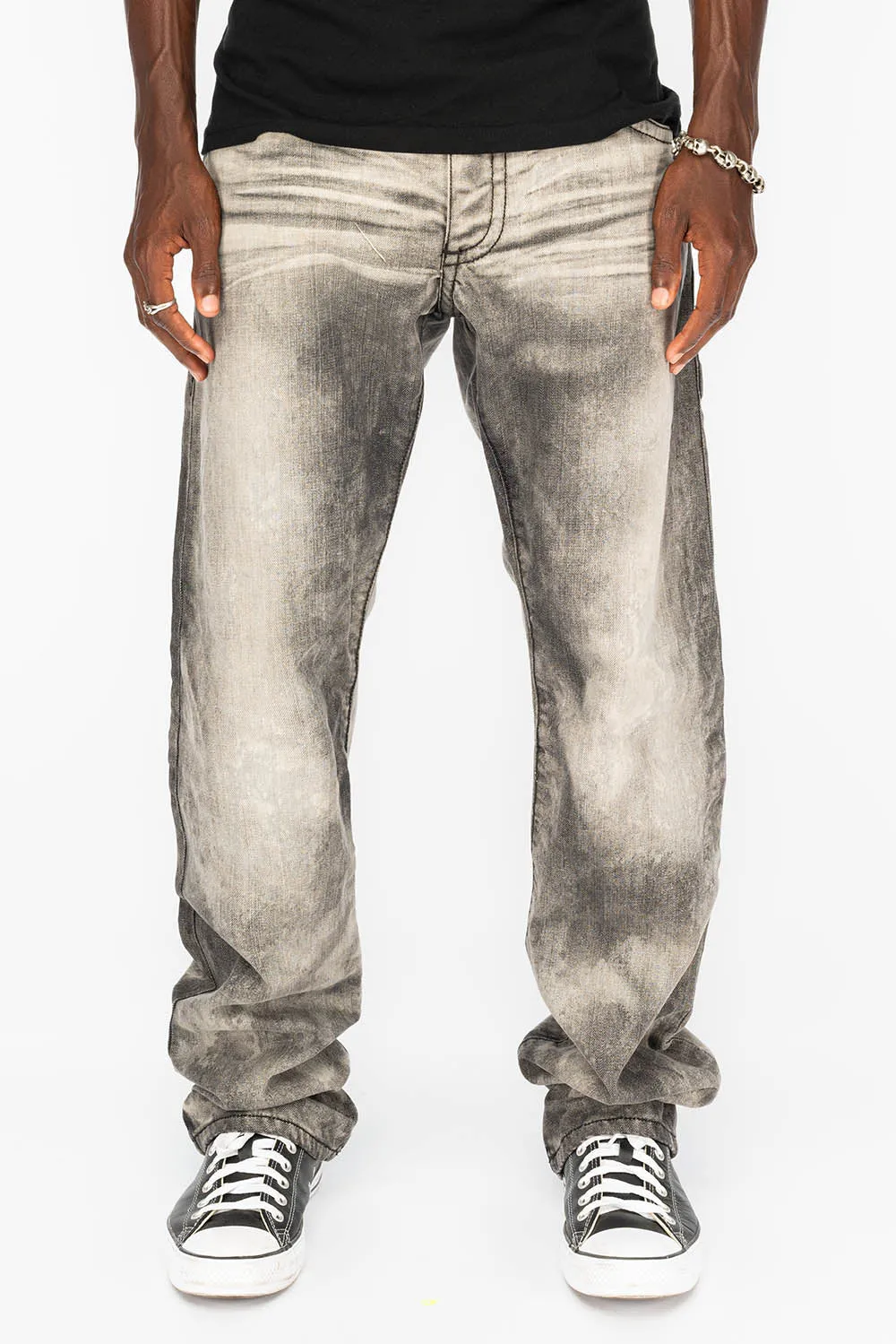 MENS DOUBLE BACK POCKET JEANS WITH CRYSTALS IN CHEROKEE WASH