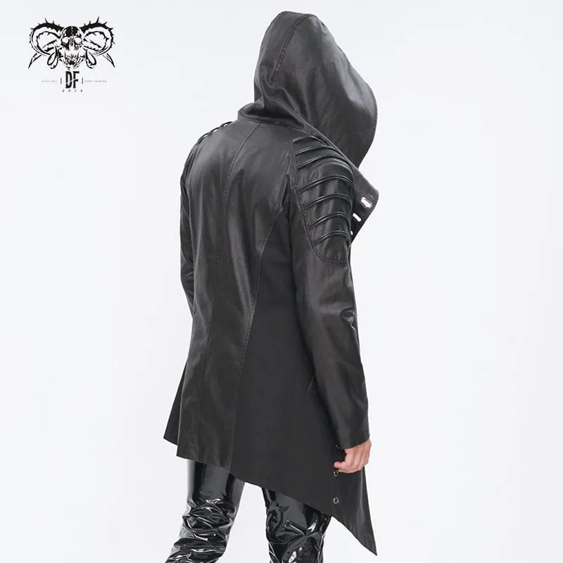 Men's Gothic Irregular Eyelet Jacket with Hood