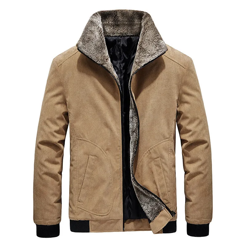 Men's Winter Corduroy Jacket With Fur Collar