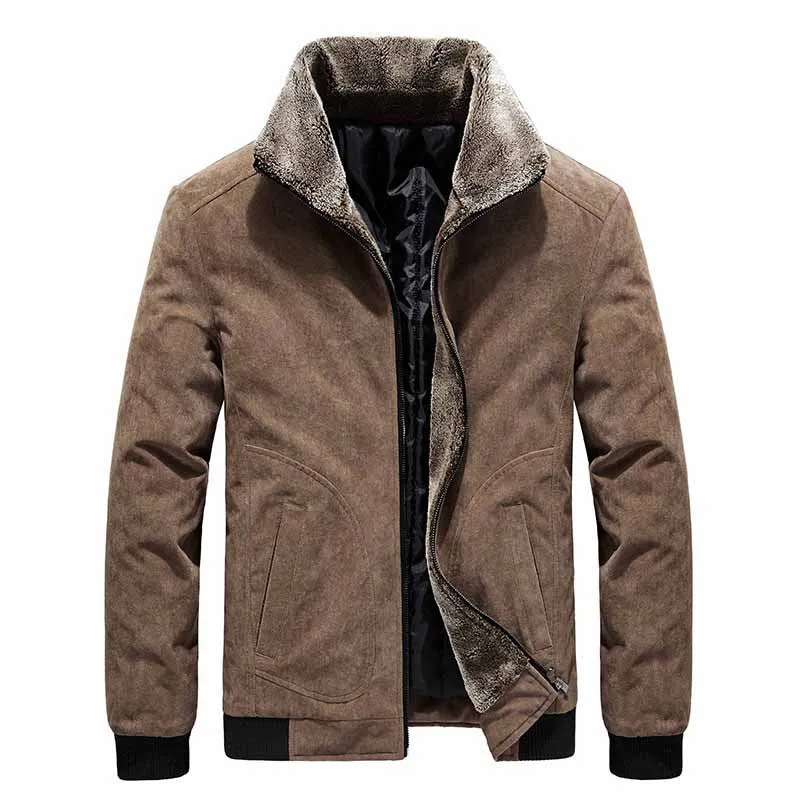 Men's Winter Corduroy Jacket With Fur Collar