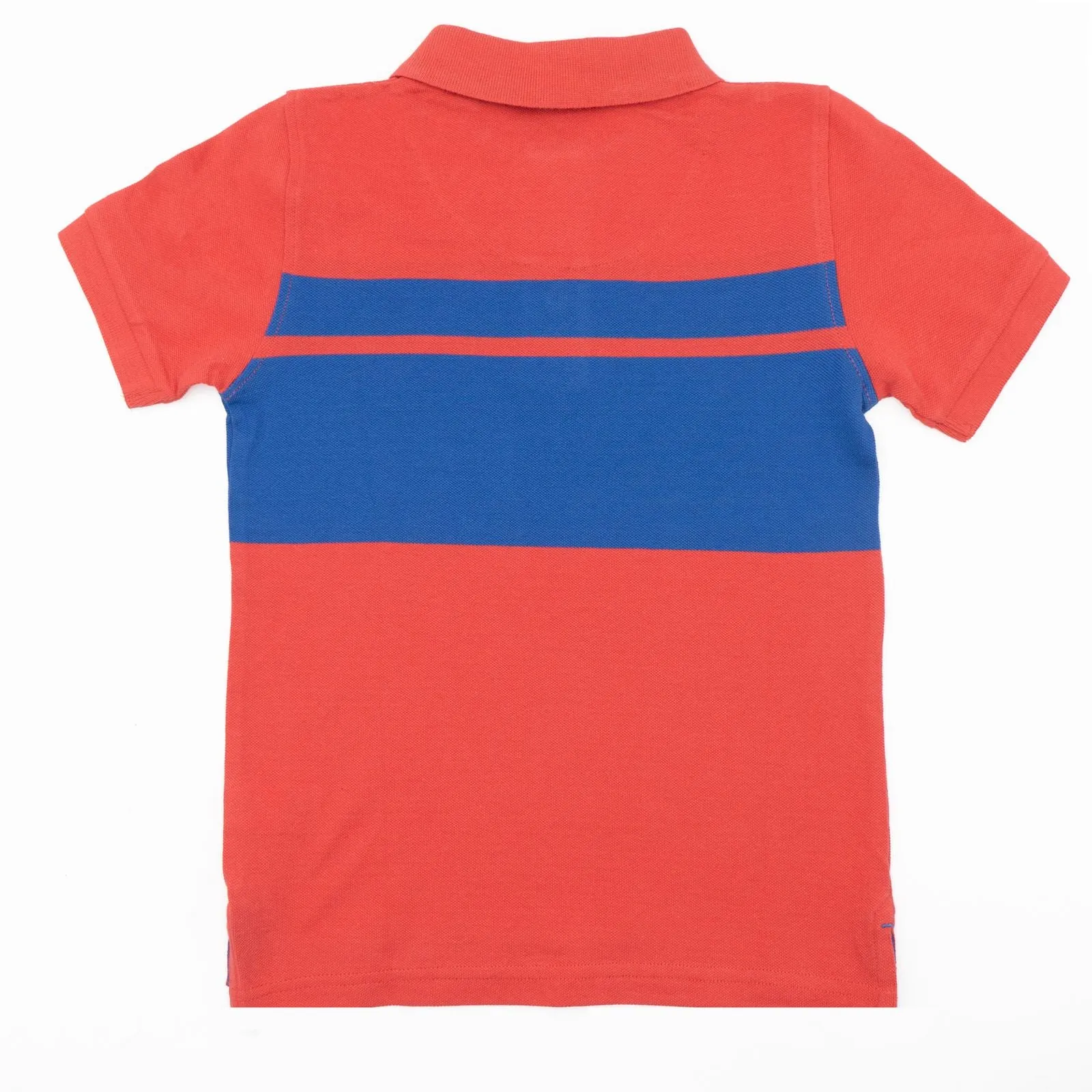 Mini Boden Boys Polo Striped Red & Blue Short Sleeve Shirt