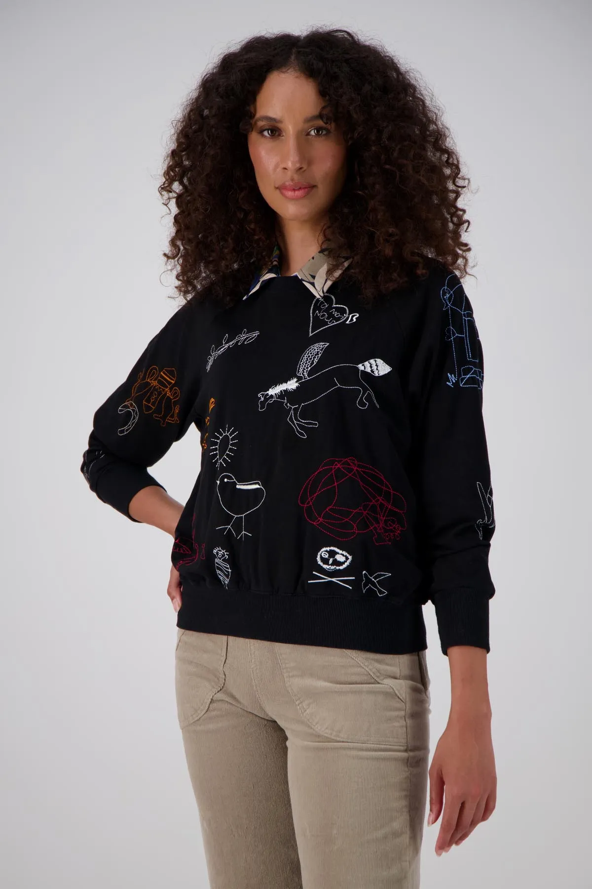 Montage Sweatshirt Black in Embroidered Cotton