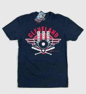 Navy Cleveland Baseball Wings T shirt