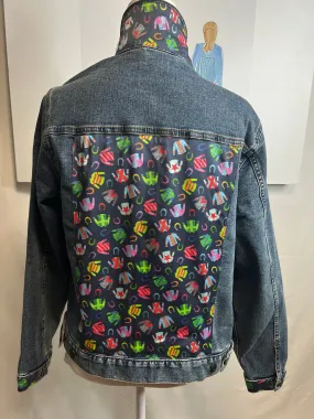 Navy Jockey Silks on Denim Jacket