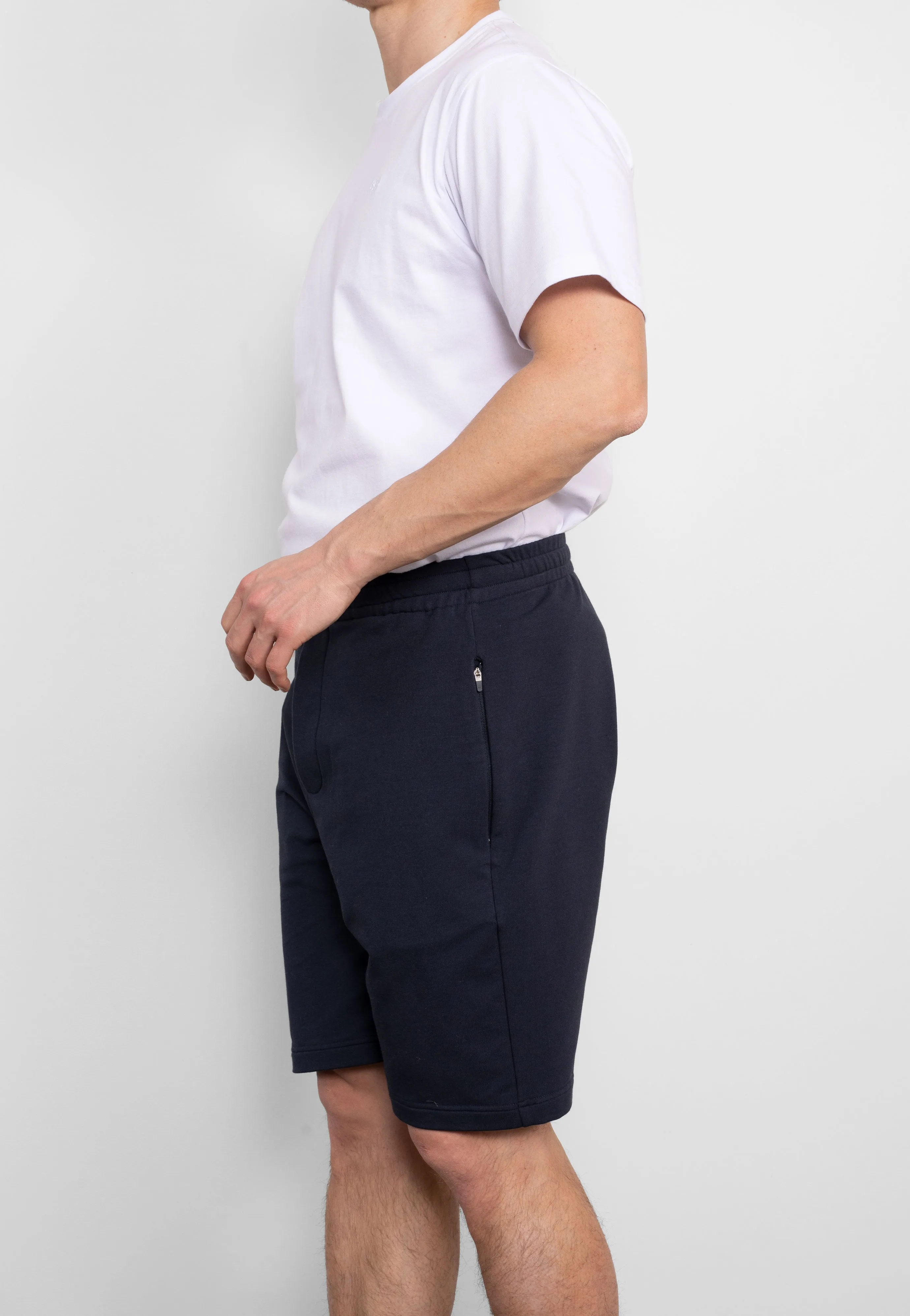 Navy Stretch Cotton Blend Sweat Shorts