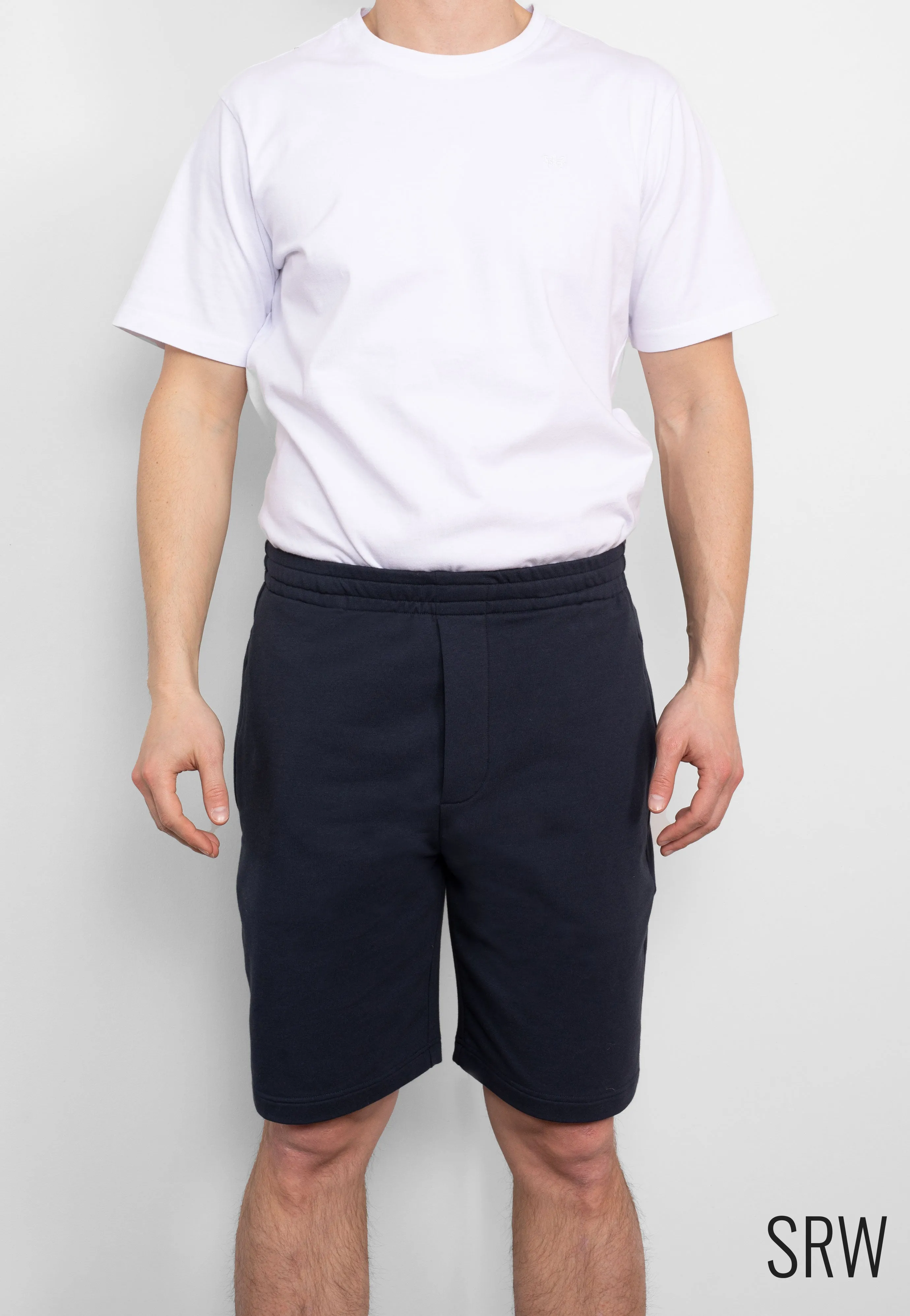 Navy Stretch Cotton Blend Sweat Shorts