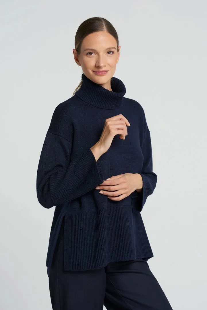 Neffa Wool Turtleneck Sweater - Navy