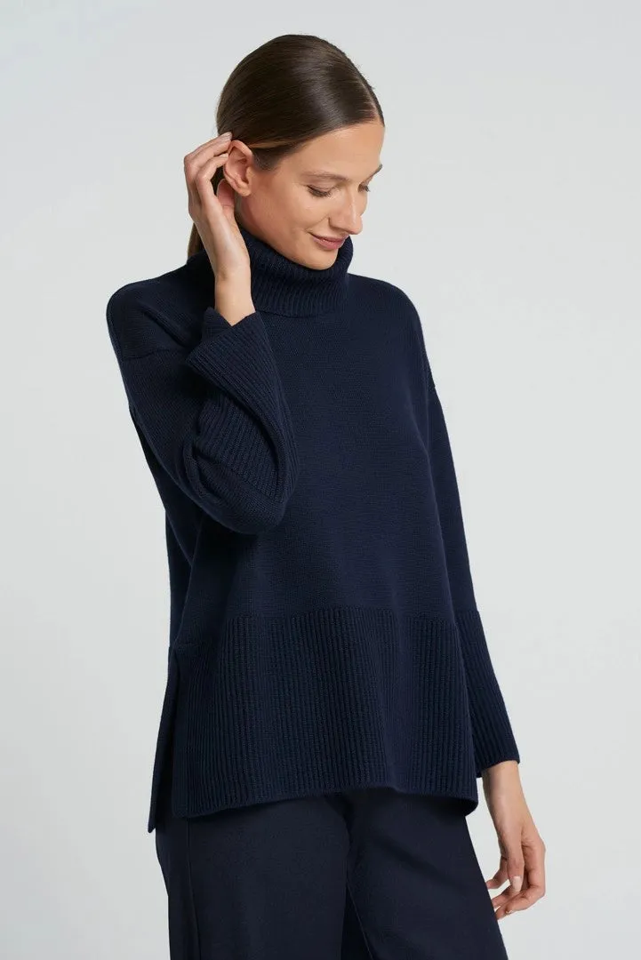 Neffa Wool Turtleneck Sweater - Navy