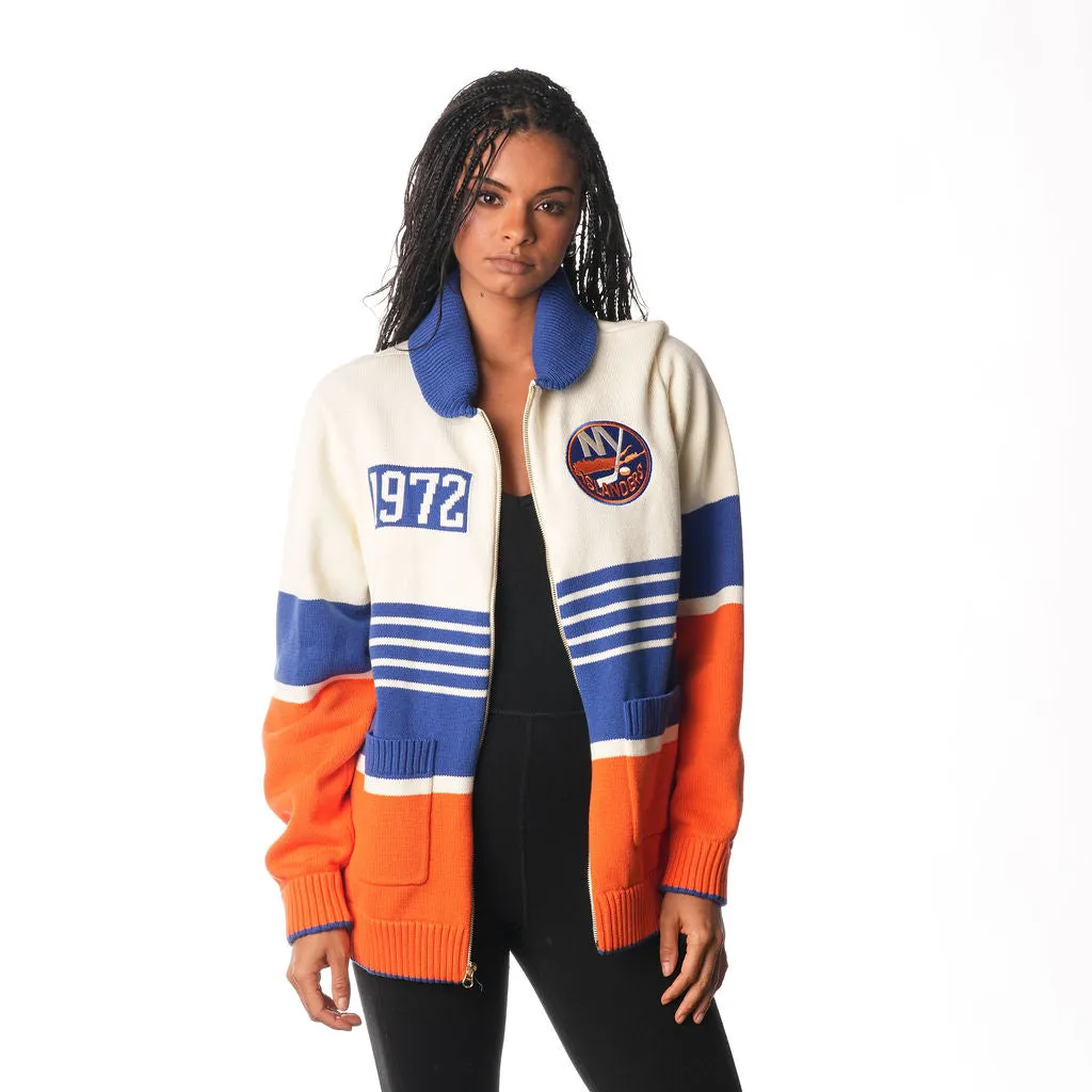 NY ISLANDERS FULL ZIP JACQUARD SWEATER COLORBLOCK - MULTI