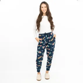 Old Navy Gap Womens Blue Santa Sleigh Christmas Jogger Style Pyjama Bottoms Elasticated Waist Trousers