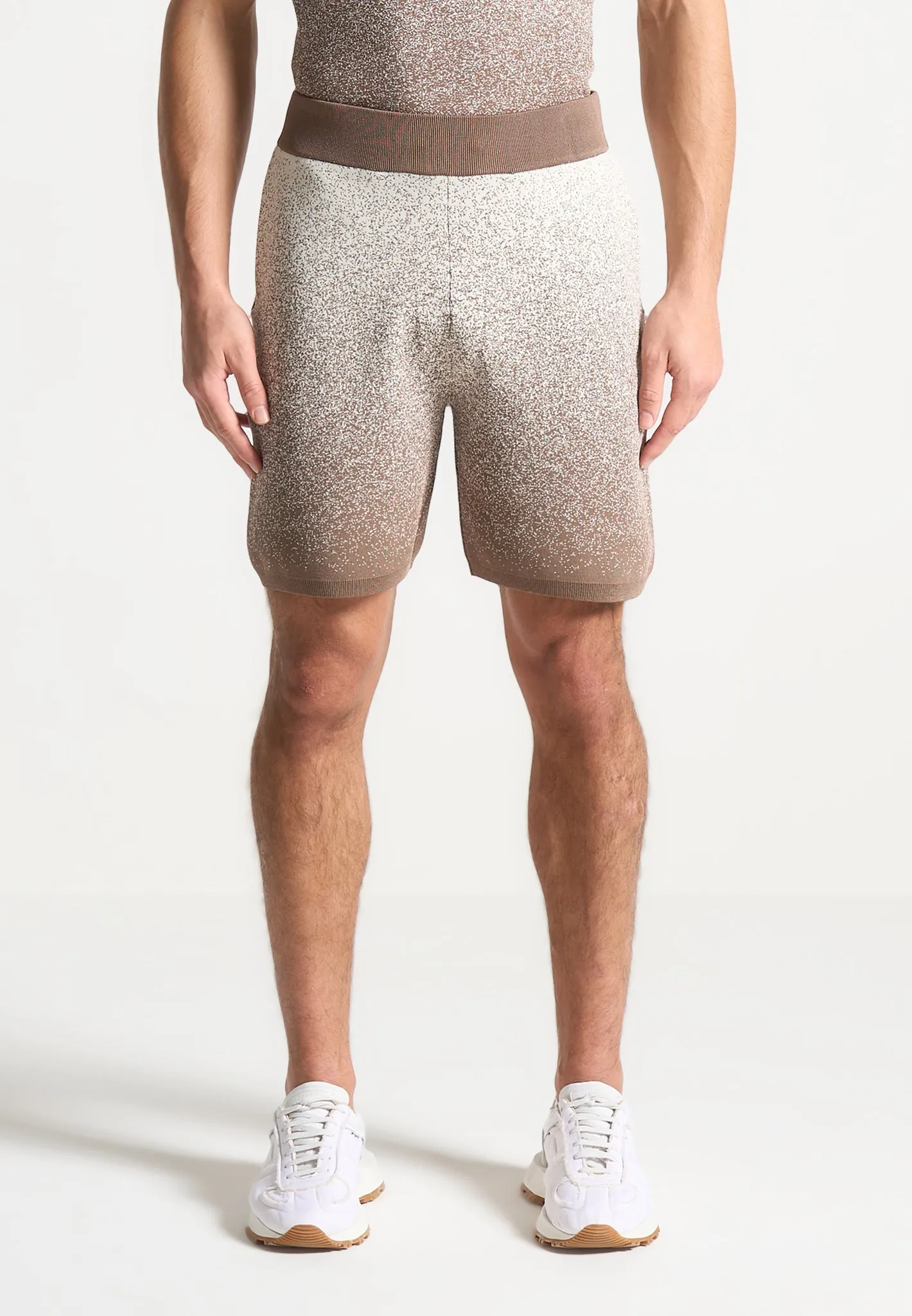 Ombré Knit Shorts - Taupe/White