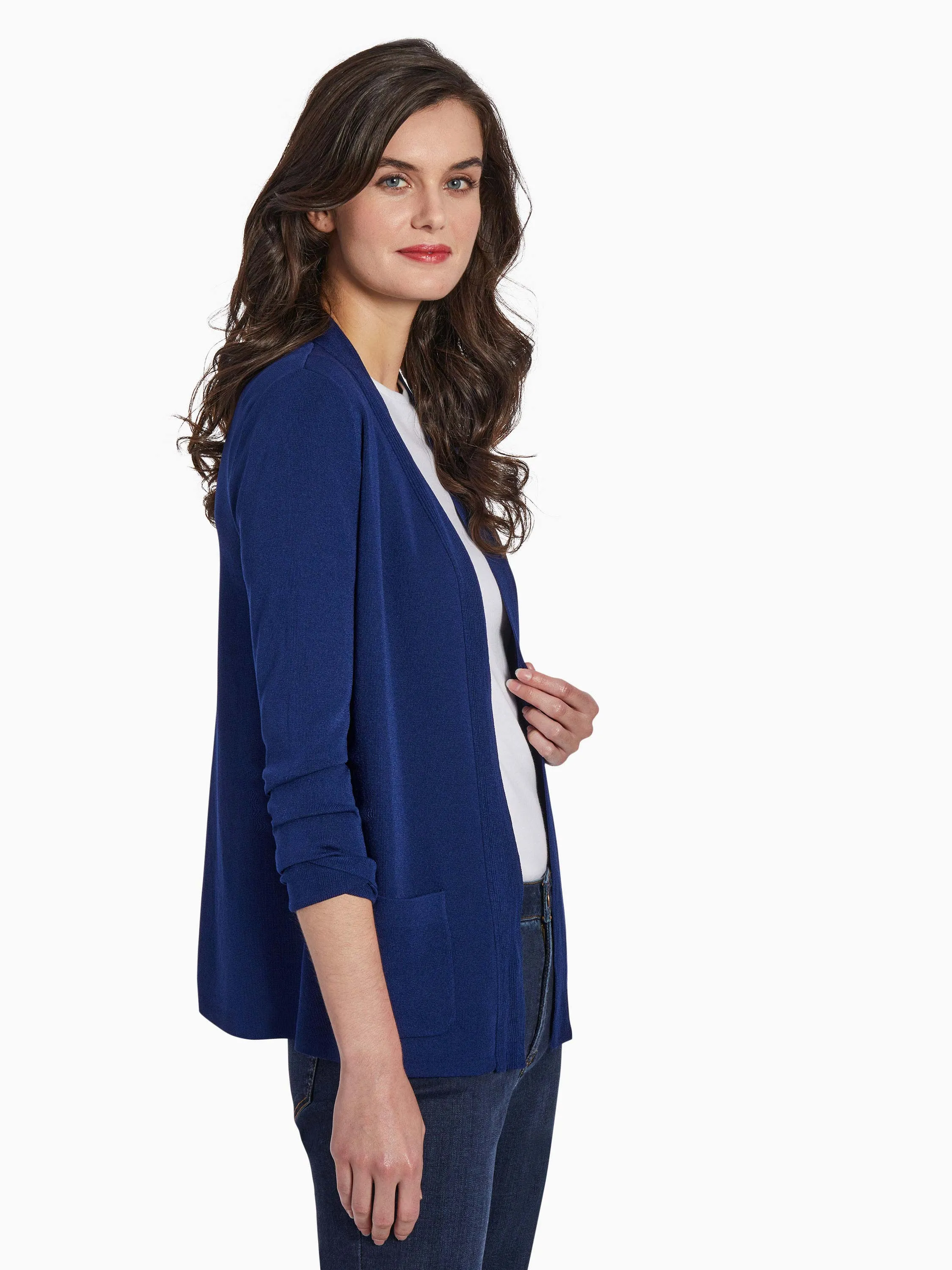 Open Front Cardigan With Pockets