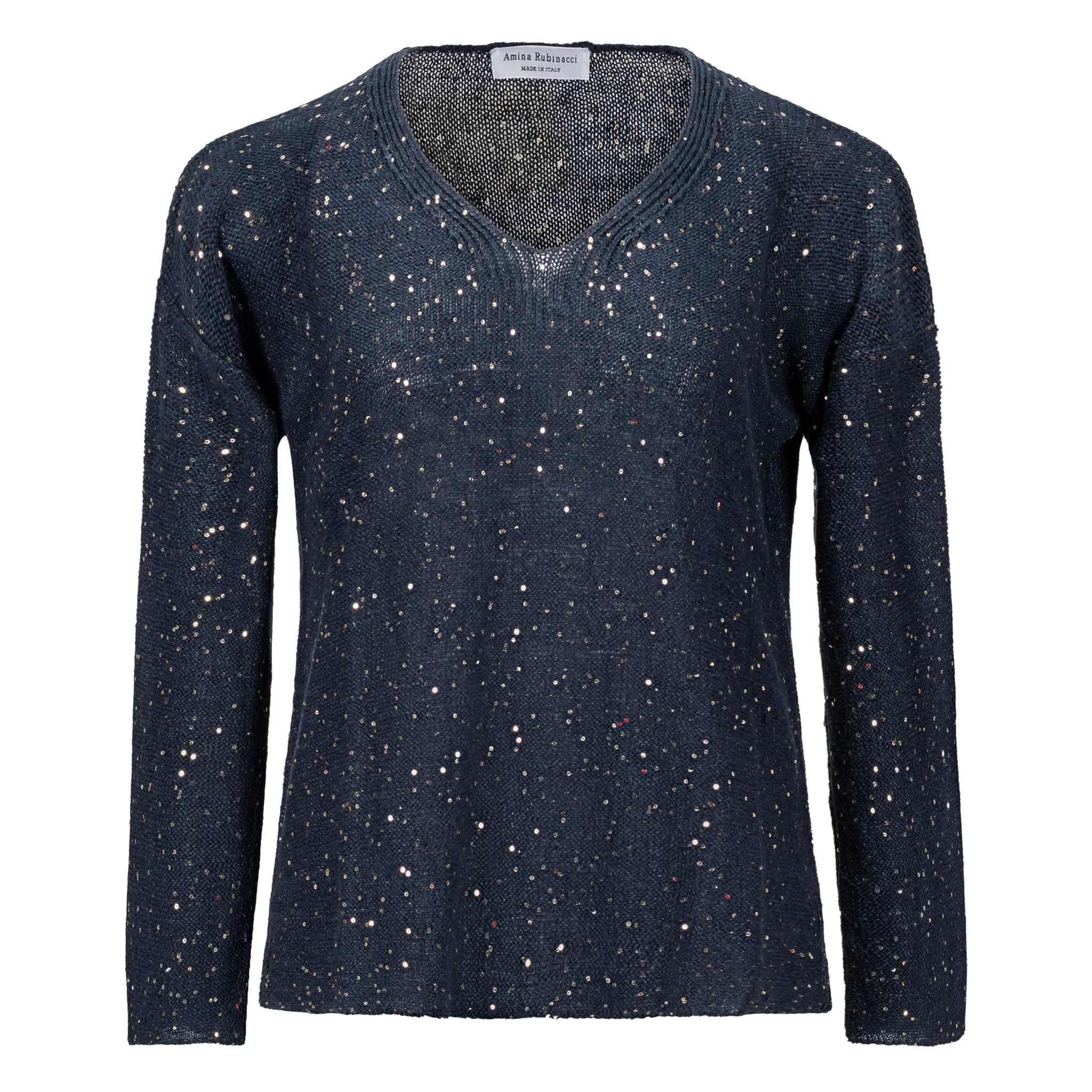 Oscuro Sequins Cotton V-Neck Sweater