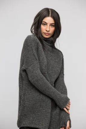 Oversized alpaca chunky knit sweater dress