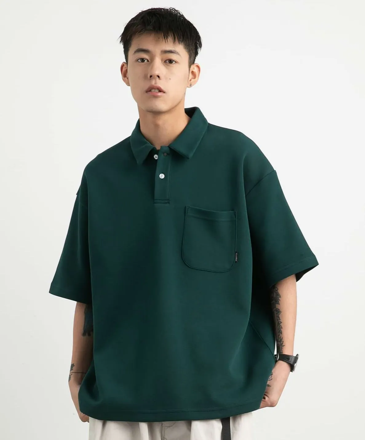 Oversized Polo Shirt with Pocket