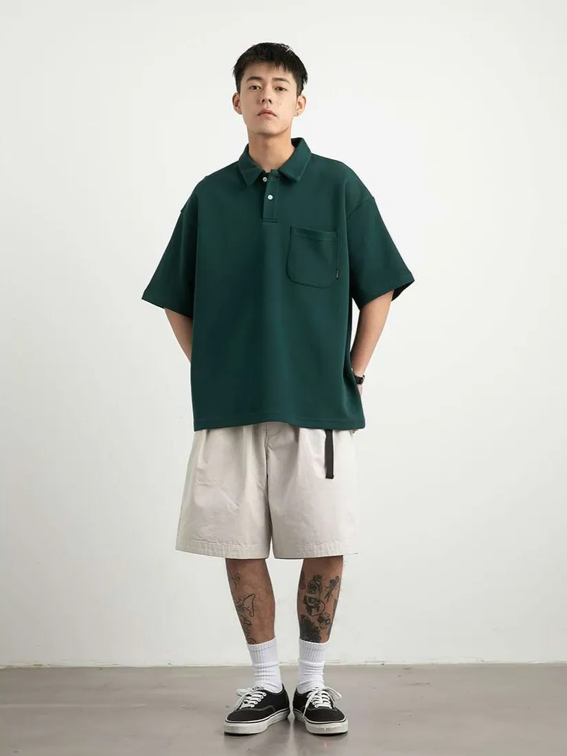 Oversized Polo Shirt with Pocket