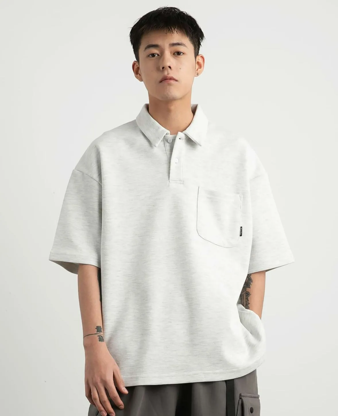 Oversized Polo Shirt with Pocket