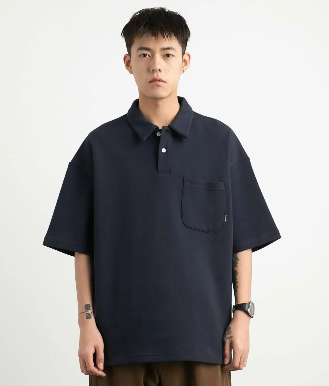 Oversized Polo Shirt with Pocket